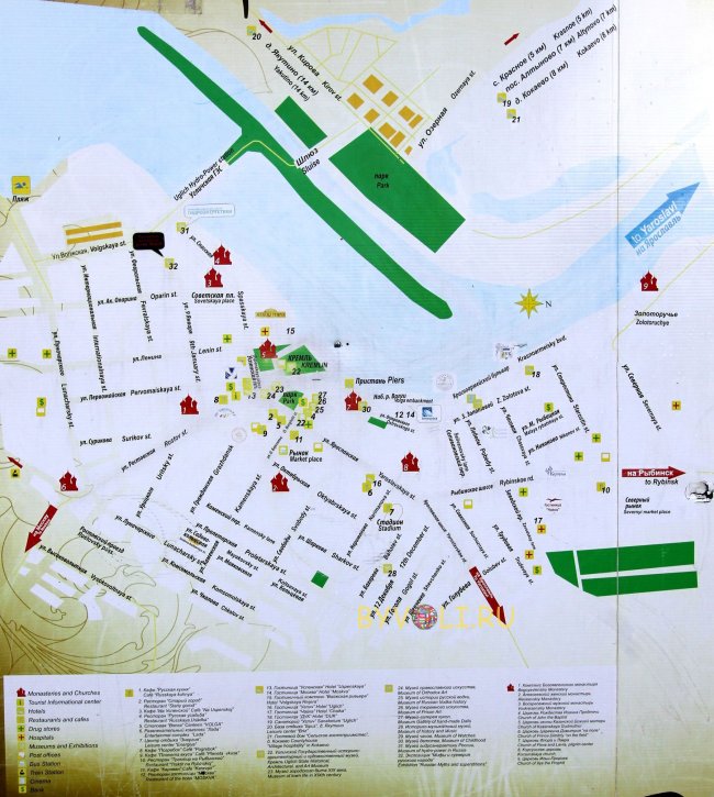 Карта Углича с достопримечательностями