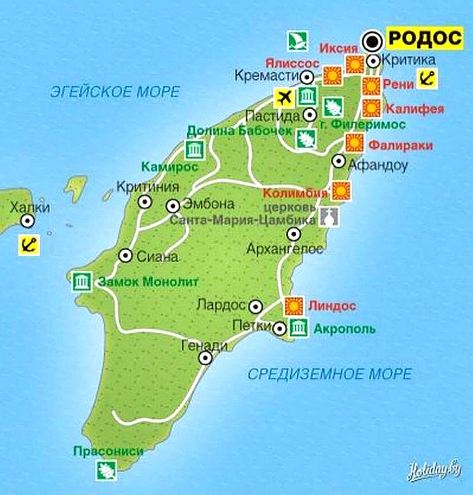 Где находится остров родос. Родос остров Греция на карте. Родос карта острова с курортами.