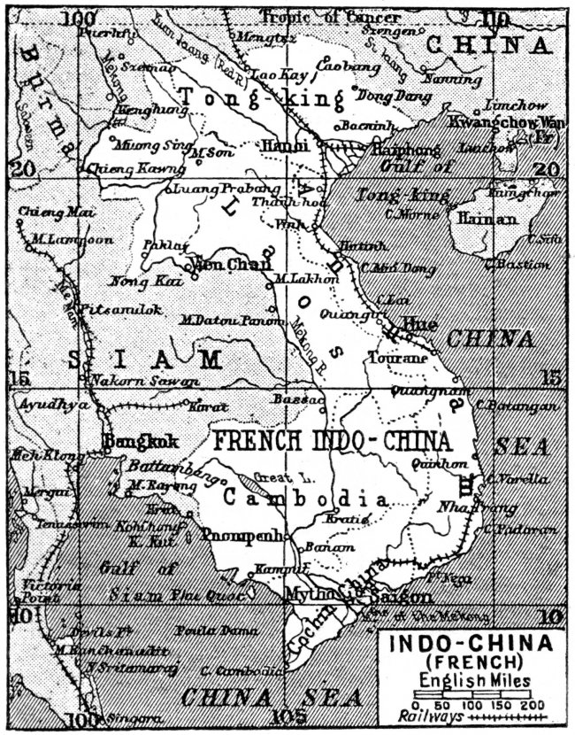 Карта Камбоджи (Французский Индо-Китай 1922 год)