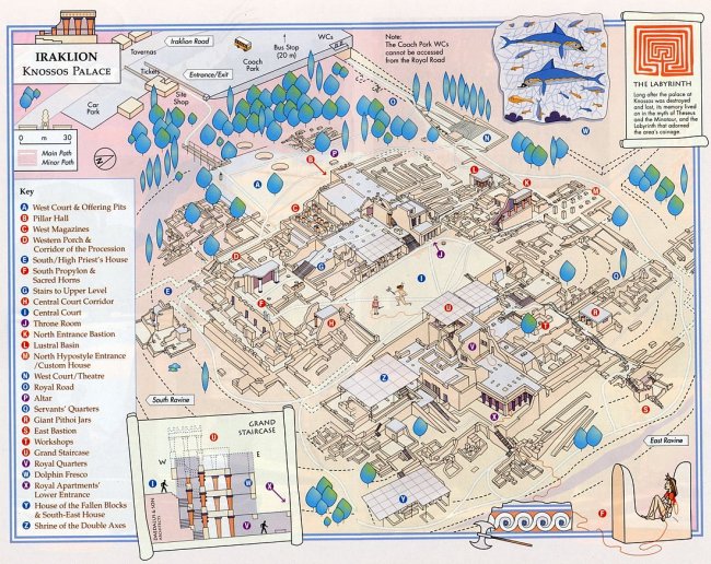 Карта территории Кносского дворца