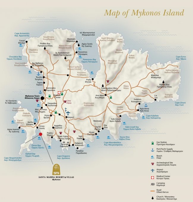 Карта Миконоса