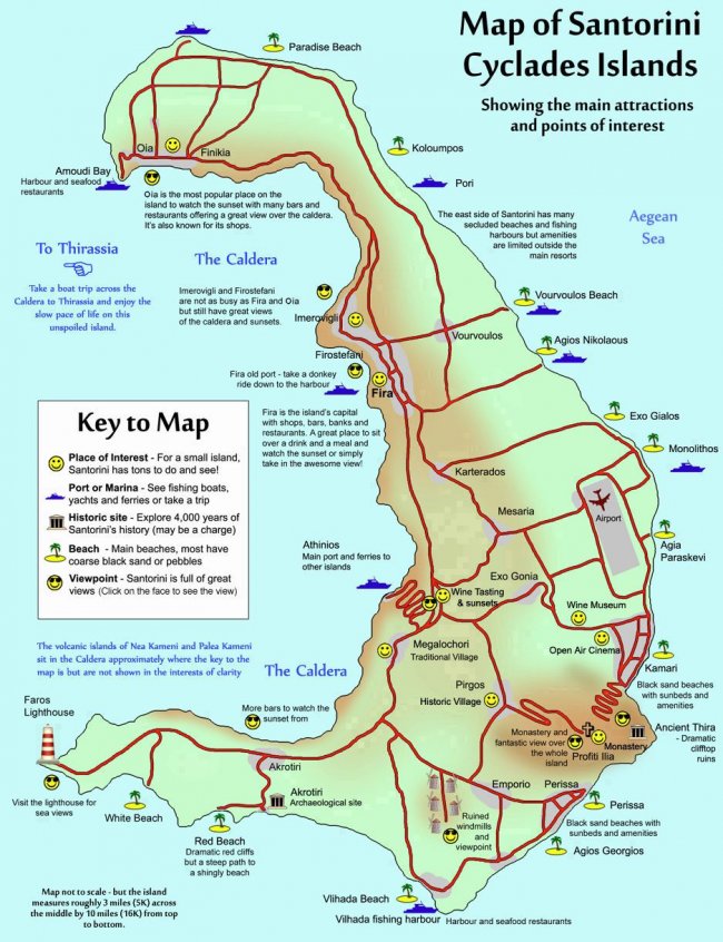 Карта пляжей Санторини