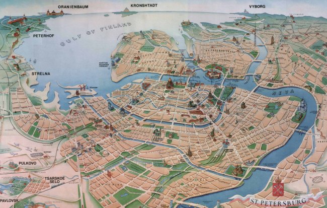 Карта Санкт-Петербурга с достопримечательностями