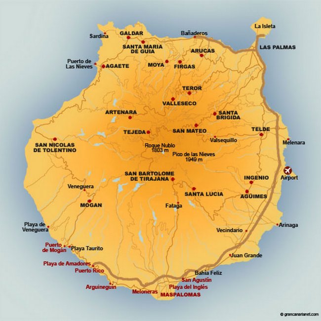 Карта пляжей Гран Канарии