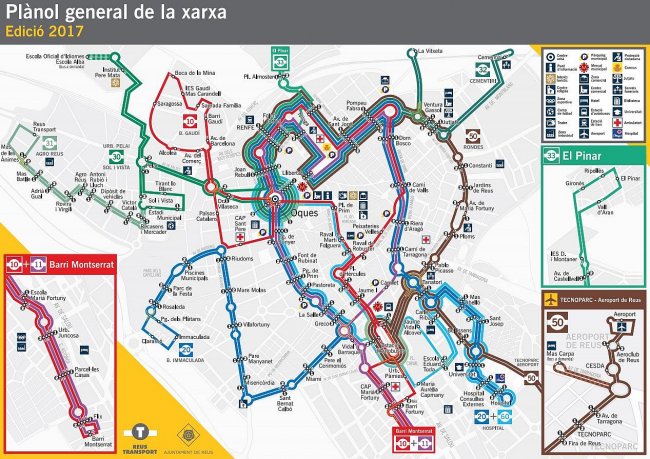 Схема маршрутов городских автобусов в Реусе